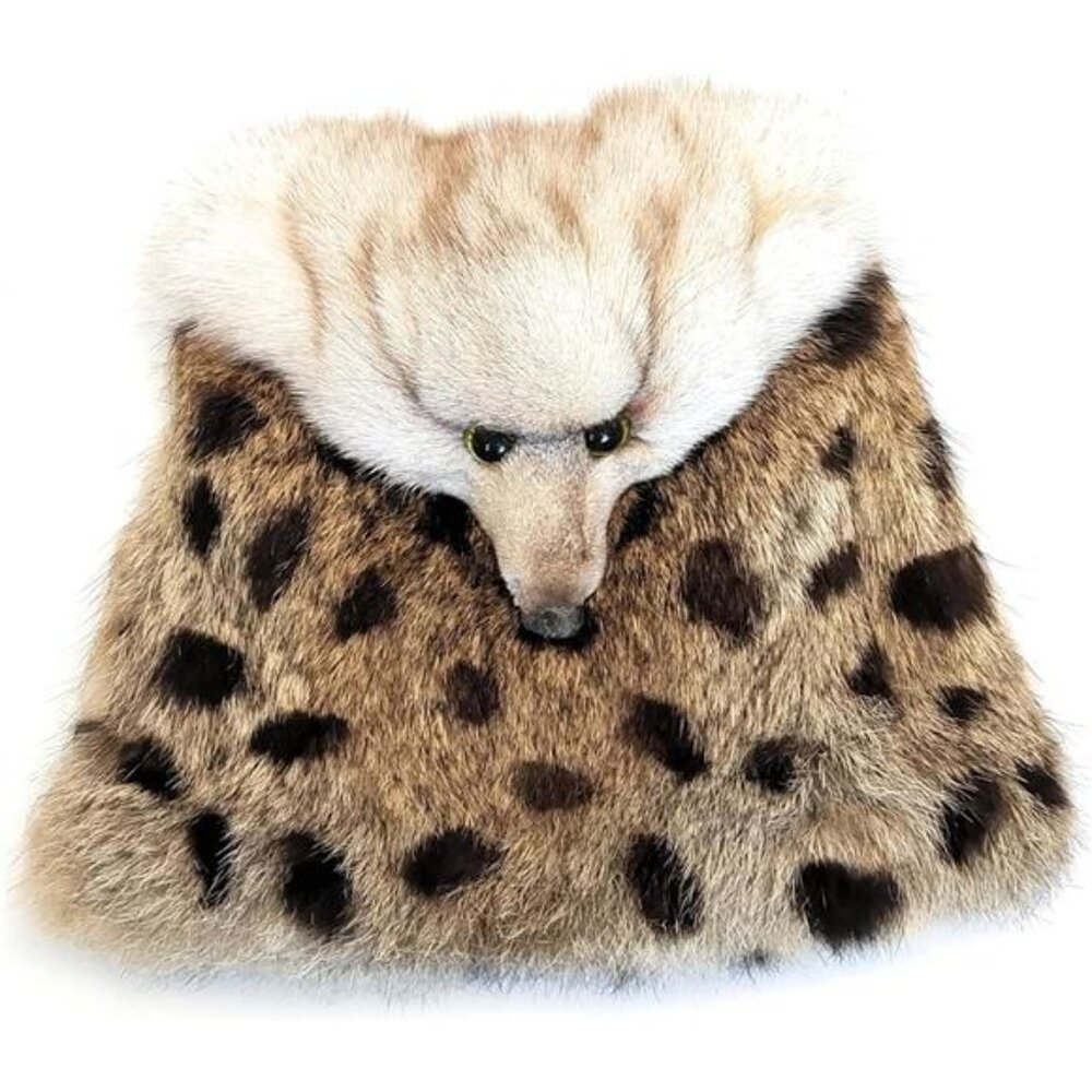 Fosrion Luxury Real Fox Fur Handbag Bag with Realistic Fox Head Detail